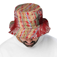 Red Palaka Hawaii Leis Bucket Hat Hawaiian-plaid Elegant Tropical Vibes - Polynesian Pride
