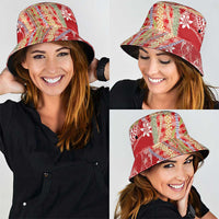 Red Palaka Hawaii Leis Bucket Hat Hawaiian-plaid Elegant Tropical Vibes - Polynesian Pride