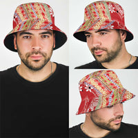 Red Palaka Hawaii Leis Bucket Hat Hawaiian-plaid Elegant Tropical Vibes - Polynesian Pride