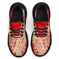 Red Palaka Hawaii Leis Clunky Sneakers Hawaiian-plaid Elegant Tropical Vibes