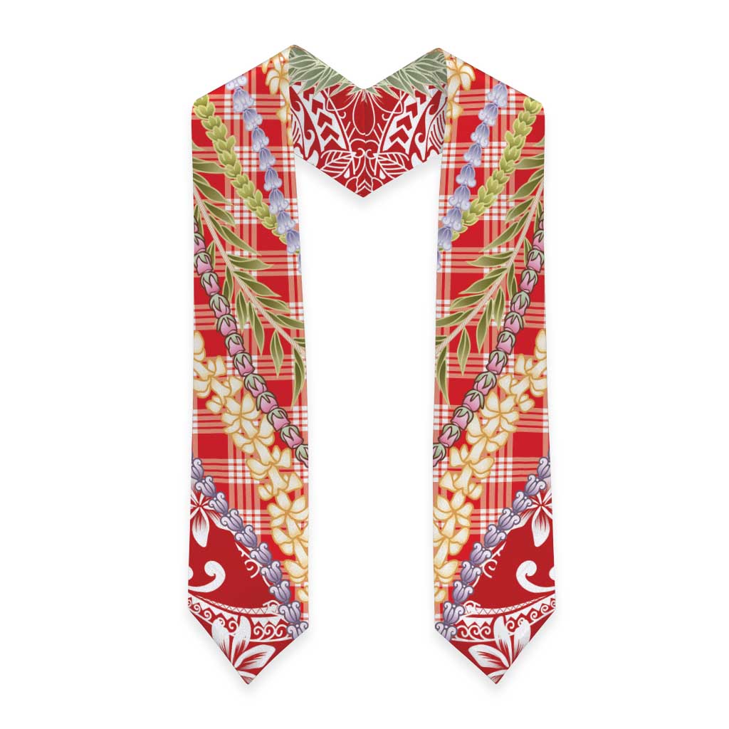 Red Palaka Hawaii Leis Graduation Stole Hawaiian-plaid Elegant Tropical Vibes - Polynesian Pride