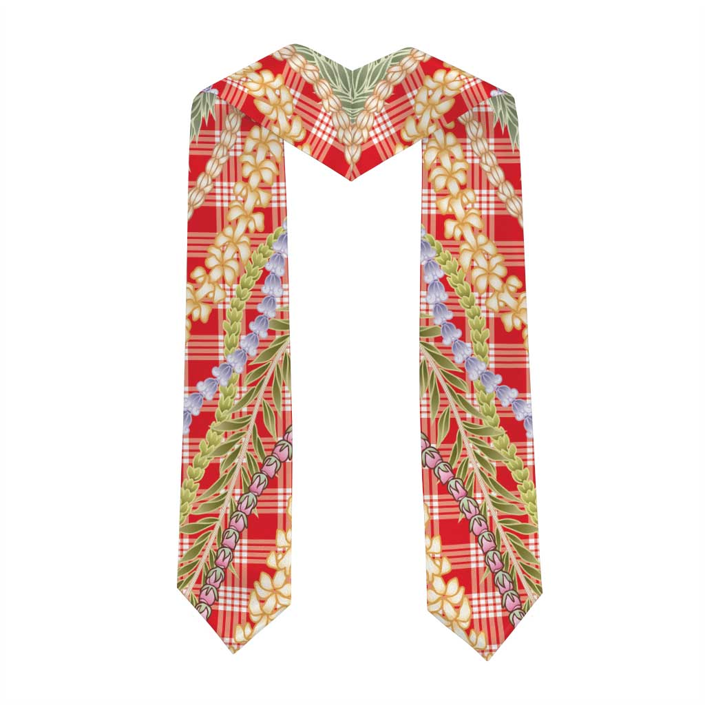 Red Palaka Hawaii Leis Graduation Stole Hawaiian-plaid Elegant Tropical Vibes - Polynesian Pride