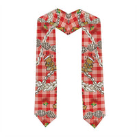 Red Palaka Hawaii Mele Kalikimaka Graduation Stole Ohia Lehua Shell Leis Funny Gingerbread Santa - Polynesian Pride