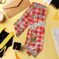 Red Palaka Hawaii Mele Kalikimaka Graduation Stole Ohia Lehua Shell Leis Funny Gingerbread Santa - Polynesian Pride