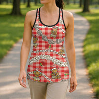 Red Palaka Hawaii Mele Kalikimaka Hollow Tank Top Ohia Lehua Shell Leis Funny Gingerbread Santa - Polynesian Pride