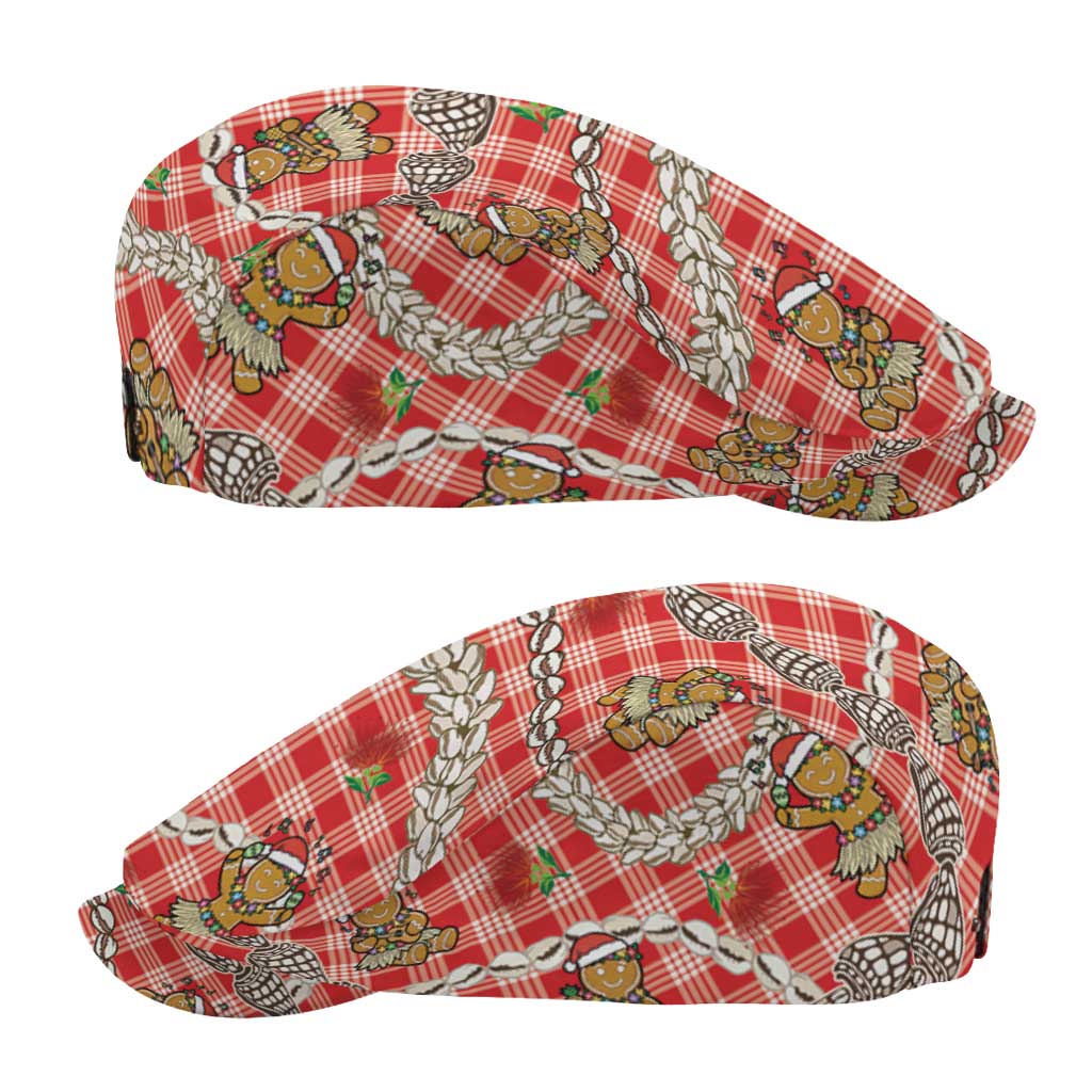 Red Palaka Hawaii Mele Kalikimaka Jeff Hat Ohia Lehua Shell Leis Funny Gingerbread Santa - Polynesian Pride