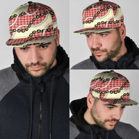 Red Palaka Hawaii Snapback Cap Kukui Nut Pikake Lei Hawaiian Tapa Pattern - Polynesian Pride