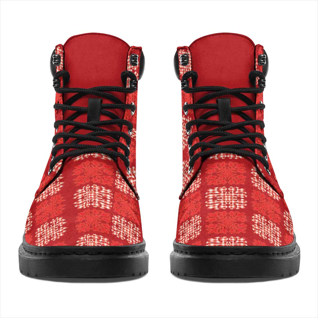 Red Palaka Quilt Hawaii All Season Boots Traditional Hawaii-plaid Pattern - Polynesian Pride