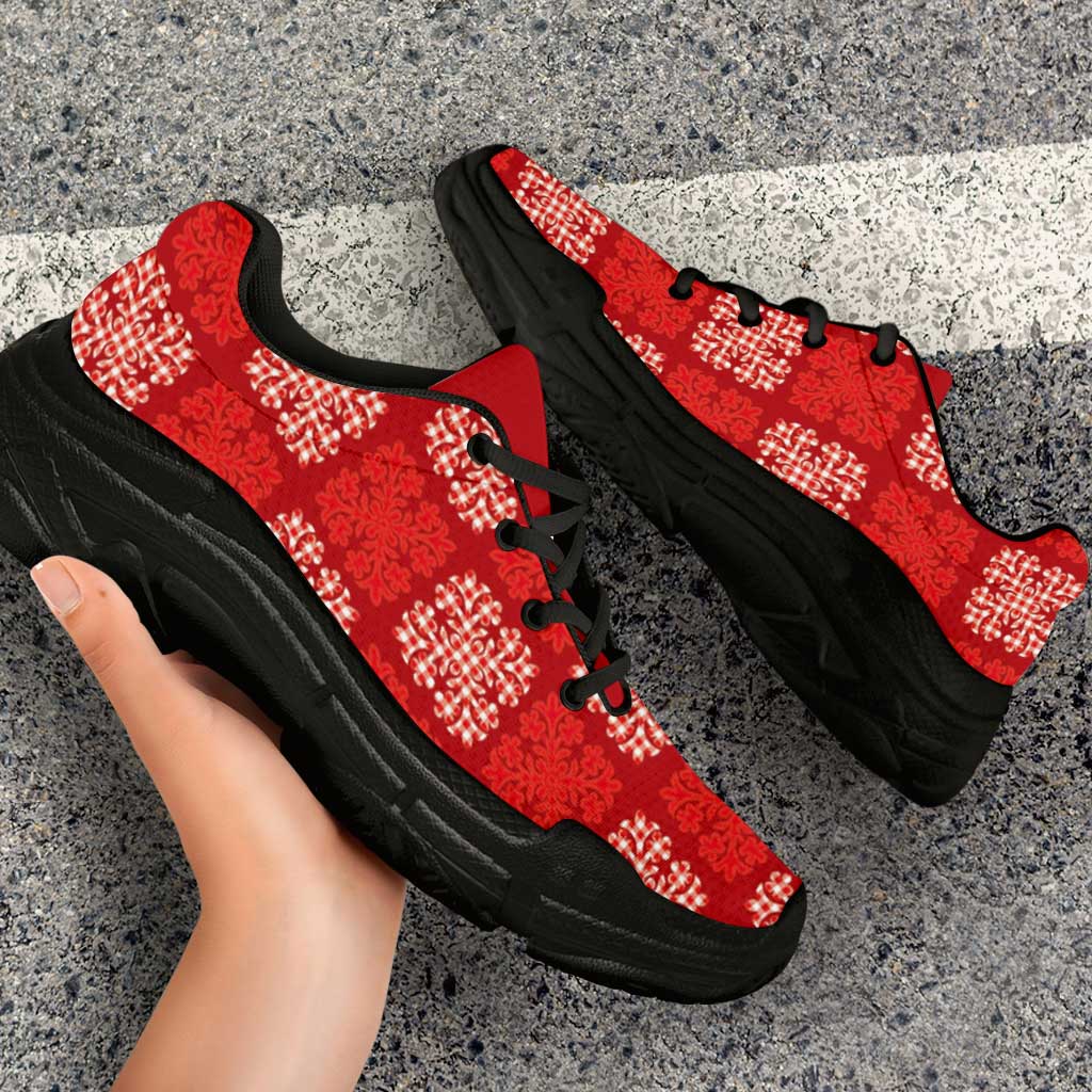 Red Palaka Quilt Hawaii Chunky Sneakers Traditional Hawaii-plaid Pattern LT14 - Polynesian Pride