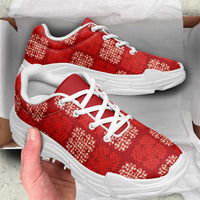 Red Palaka Quilt Hawaii Chunky Sneakers Traditional Hawaii-plaid Pattern LT14 - Polynesian Pride