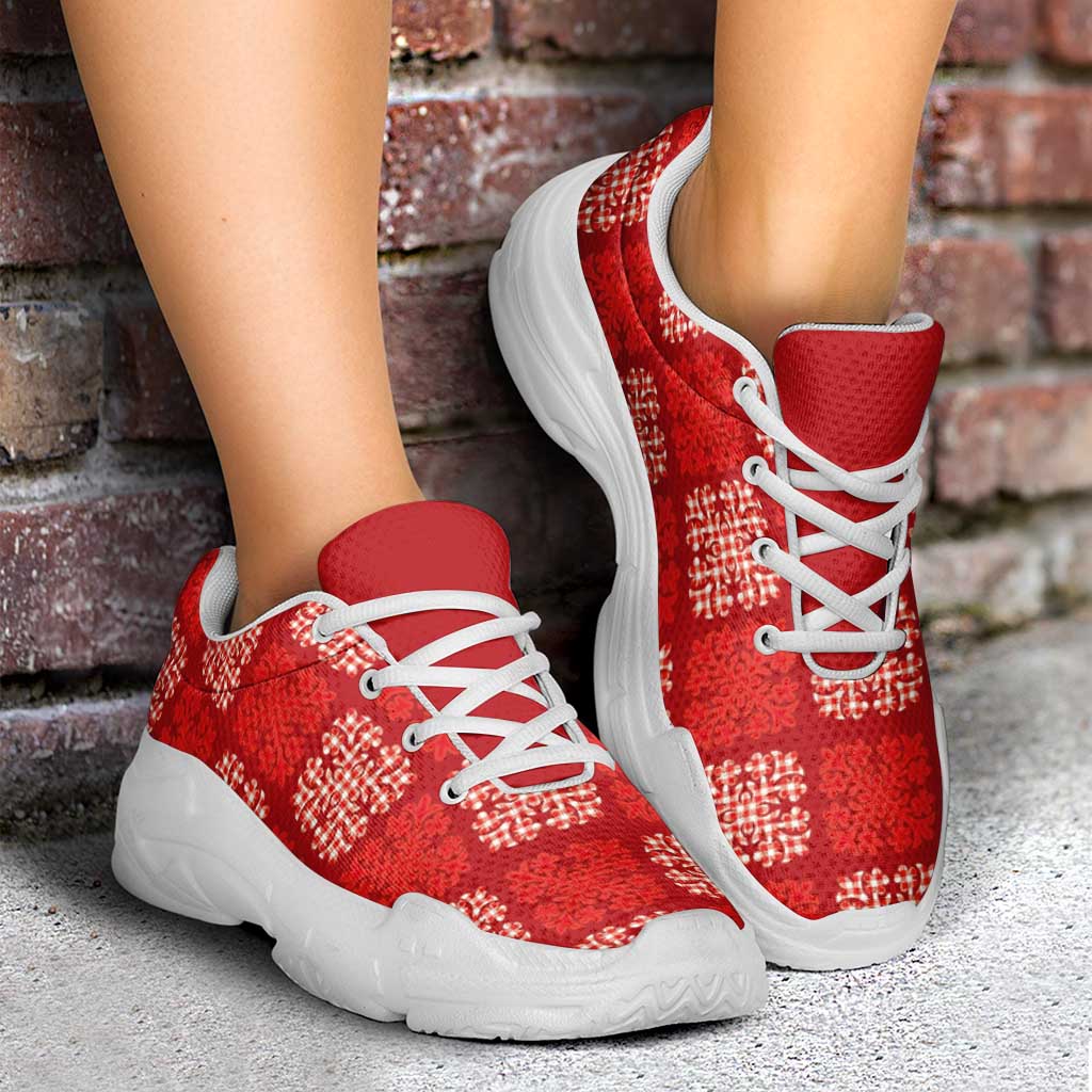 Red Palaka Quilt Hawaii Chunky Sneakers Traditional Hawaii-plaid Pattern LT14 - Polynesian Pride