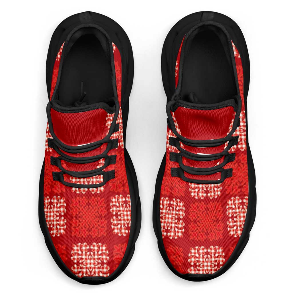 Red Palaka Quilt Hawaii Clunky Sneakers Traditional Hawaii-plaid Pattern - Polynesian Pride