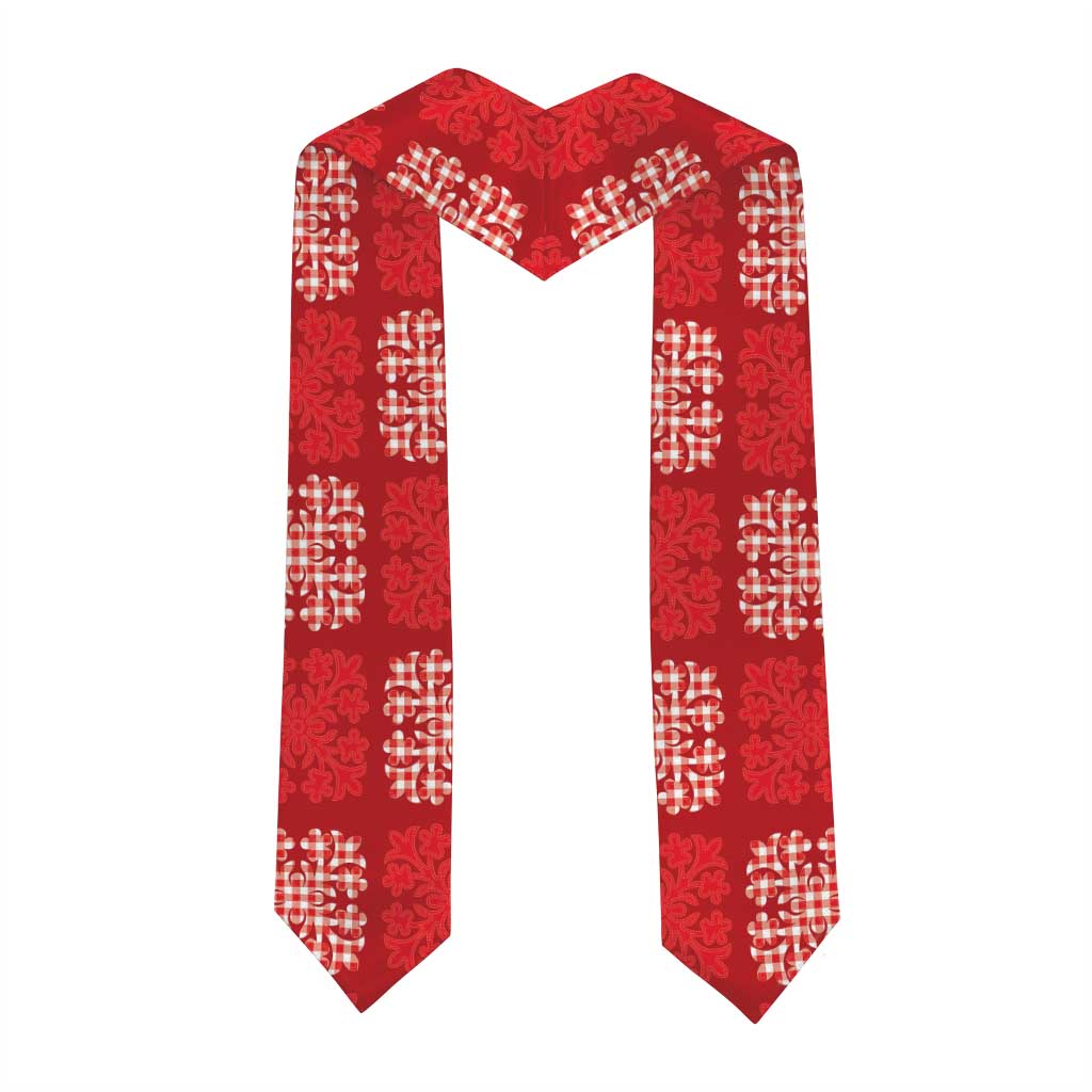 Red Palaka Quilt Hawaii Graduation Stole Traditional Hawaii-plaid Pattern - Polynesian Pride