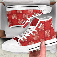 Red Palaka Quilt Hawaii High Top Shoes Traditional Hawaii-plaid Pattern - Polynesian Pride