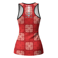 Red Palaka Quilt Hawaii Hollow Tank Top Traditional Hawaii-plaid Pattern - Polynesian Pride