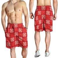 Red Palaka Quilt Hawaii Shorts for Men Traditional Hawaii-plaid Pattern - Polynesian Pride