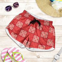 Red Palaka Quilt Hawaii Shorts for Women Traditional Hawaii-plaid Pattern - Polynesian Pride
