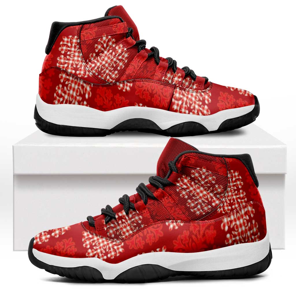 Red Palaka Quilt Hawaii Sneakers J11 Traditional Hawaii-plaid Pattern LT14 Red - Polynesian Pride