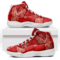 Red Palaka Quilt Hawaii Sneakers J11 Traditional Hawaii-plaid Pattern LT14 Red - Polynesian Pride