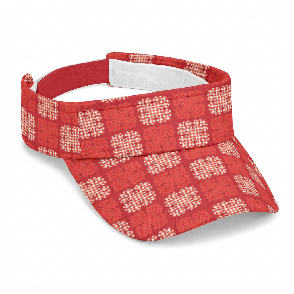 Red Palaka Quilt Hawaii Sun Visor Cap Traditional Hawaii-plaid Pattern