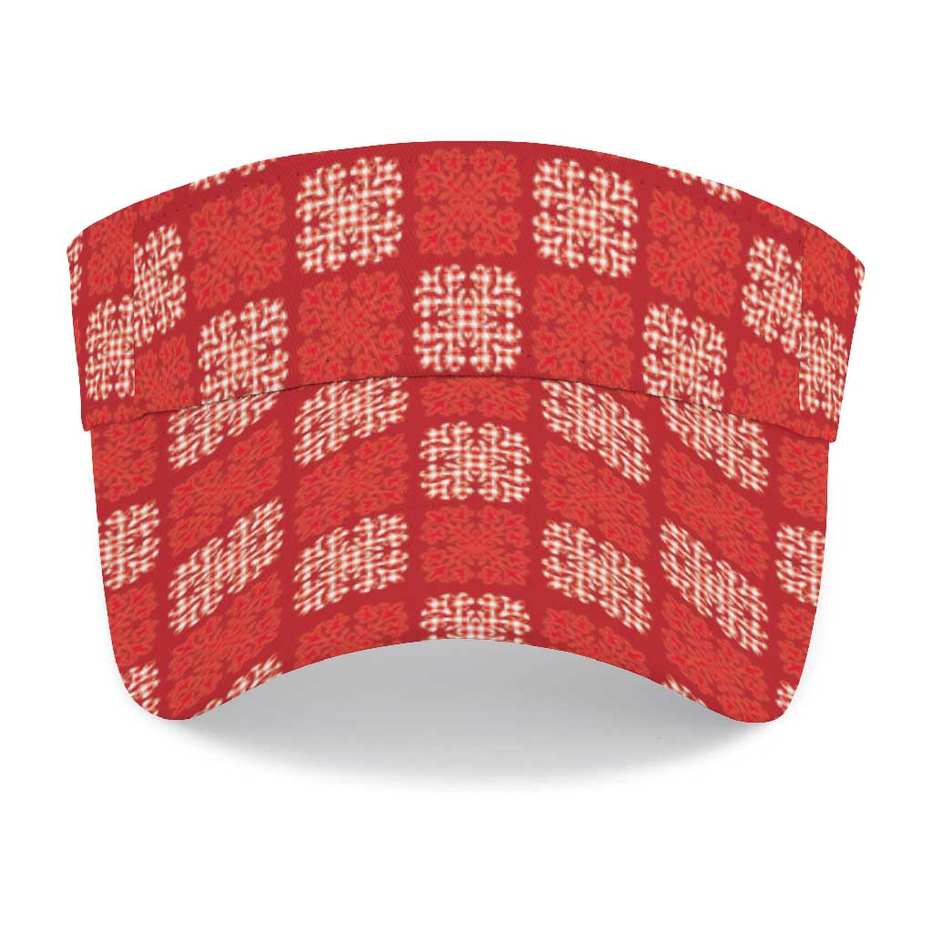 Red Palaka Quilt Hawaii Sun Visor Cap Traditional Hawaii-plaid Pattern