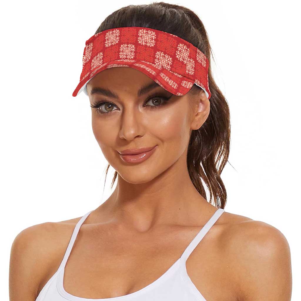 Red Palaka Quilt Hawaii Sun Visor Cap Traditional Hawaii-plaid Pattern