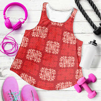 Red Palaka Quilt Hawaii Women Racerback Tank Traditional Hawaii-plaid Pattern - Polynesian Pride