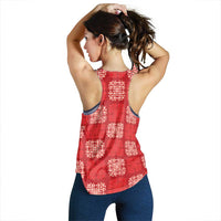 Red Palaka Quilt Hawaii Women Racerback Tank Traditional Hawaii-plaid Pattern - Polynesian Pride