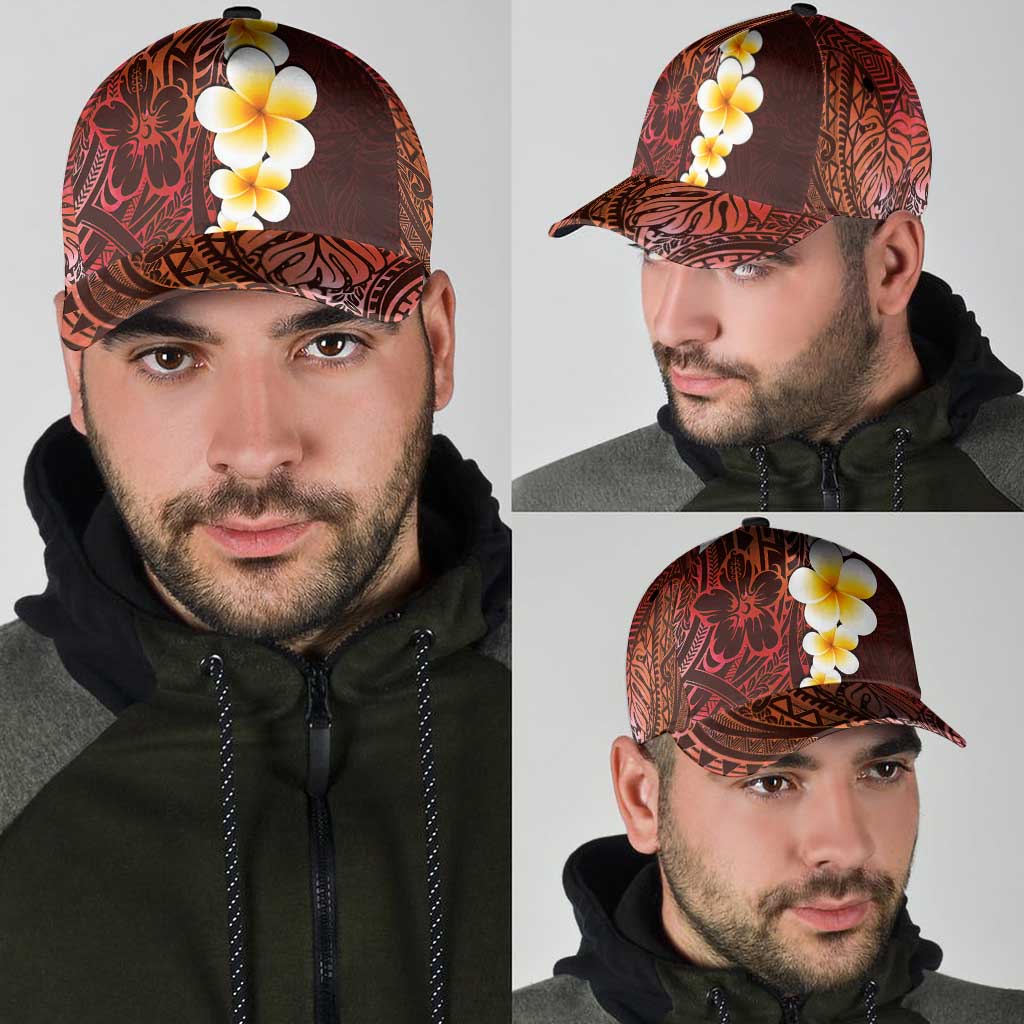 Red Polynesia Classic Cap Plumeria Tropical Leaves With Galaxy Polynesian Art LT14