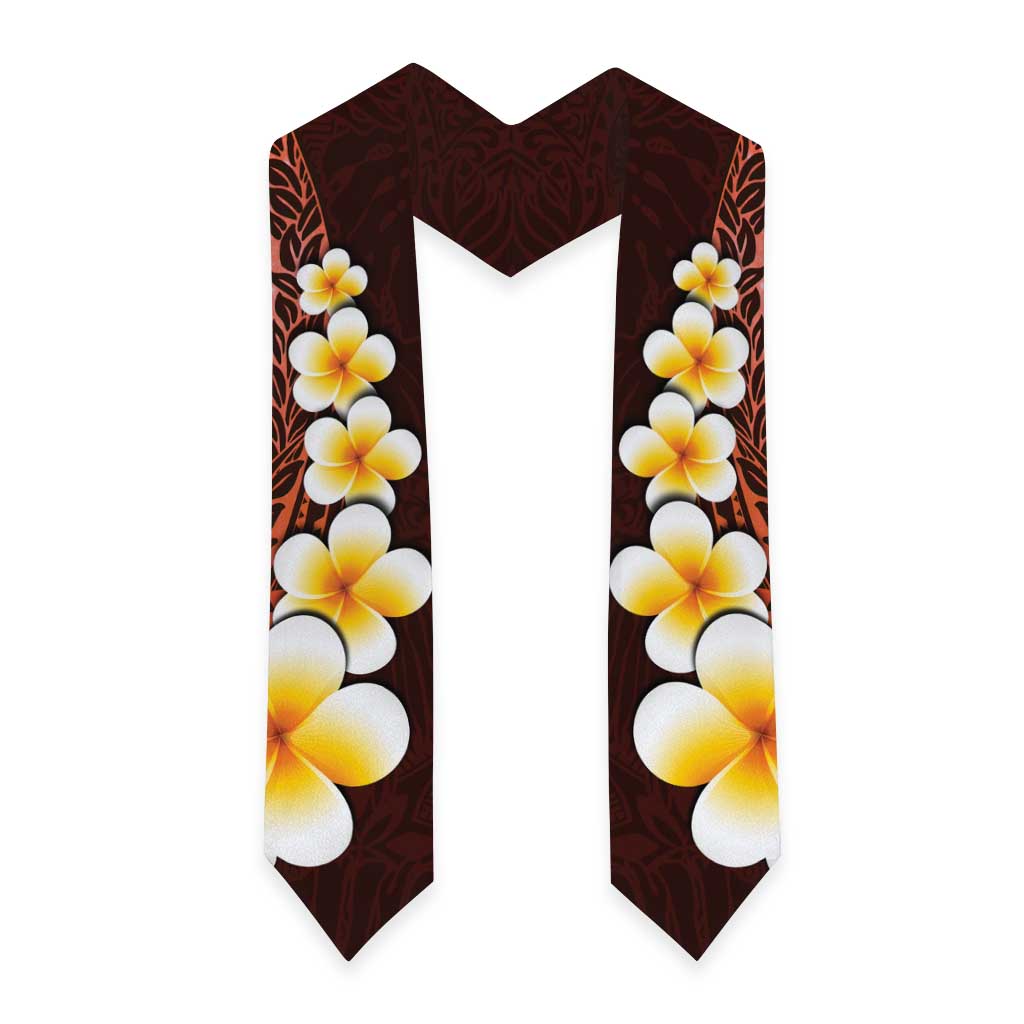 Red Polynesia Graduation Stole Plumeria Tropical Leaves With Galaxy Polynesian Art LT14 - Polynesian Pride