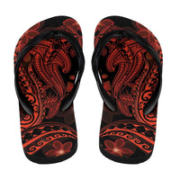 Red Polynesia Shark Tattoo Flip Flops Polynesian Plumeria - Polynesian Pride