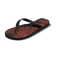 Red Polynesia Shark Tattoo Flip Flops Polynesian Plumeria - Polynesian Pride