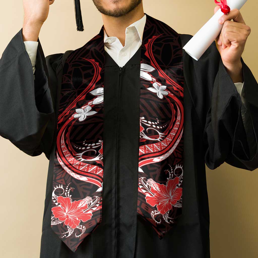 Red Polynesian Pattern With Tropical Flowers Graduation Stole LT05 - Polynesian Pride