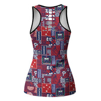 Red Samoa Manuia Le Kerisimasi Hollow Tank Top Pacific Patchwork Xmas Vibes - Polynesian Pride