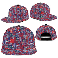 Red Samoa Manuia Le Kerisimasi Snapback Cap Pacific Patchwork Xmas Vibes - Polynesian Pride