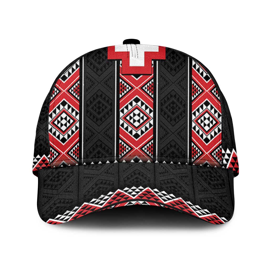 Red Taniko Aotearoa Classic Cap Niho Taniwha Mix Poutama - Polynesian Pride