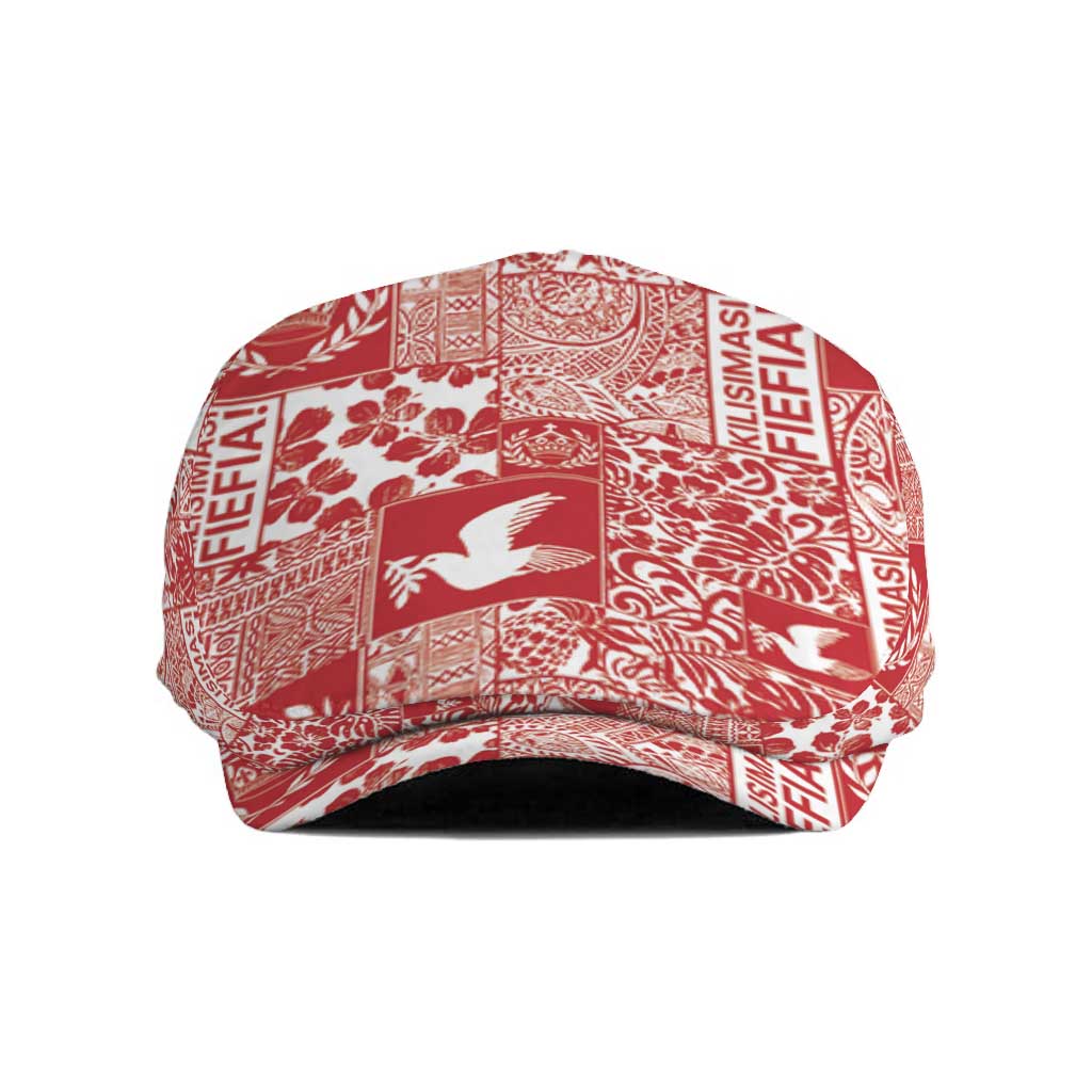 Red Tonga Kilisimasi Fiefia Jeff Hat Pacific Patchwork Xmas Vibes - Polynesian Pride