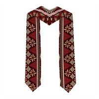 Red Vintage Tonga Ngatu Pattern With Plumeria Graduation Stole