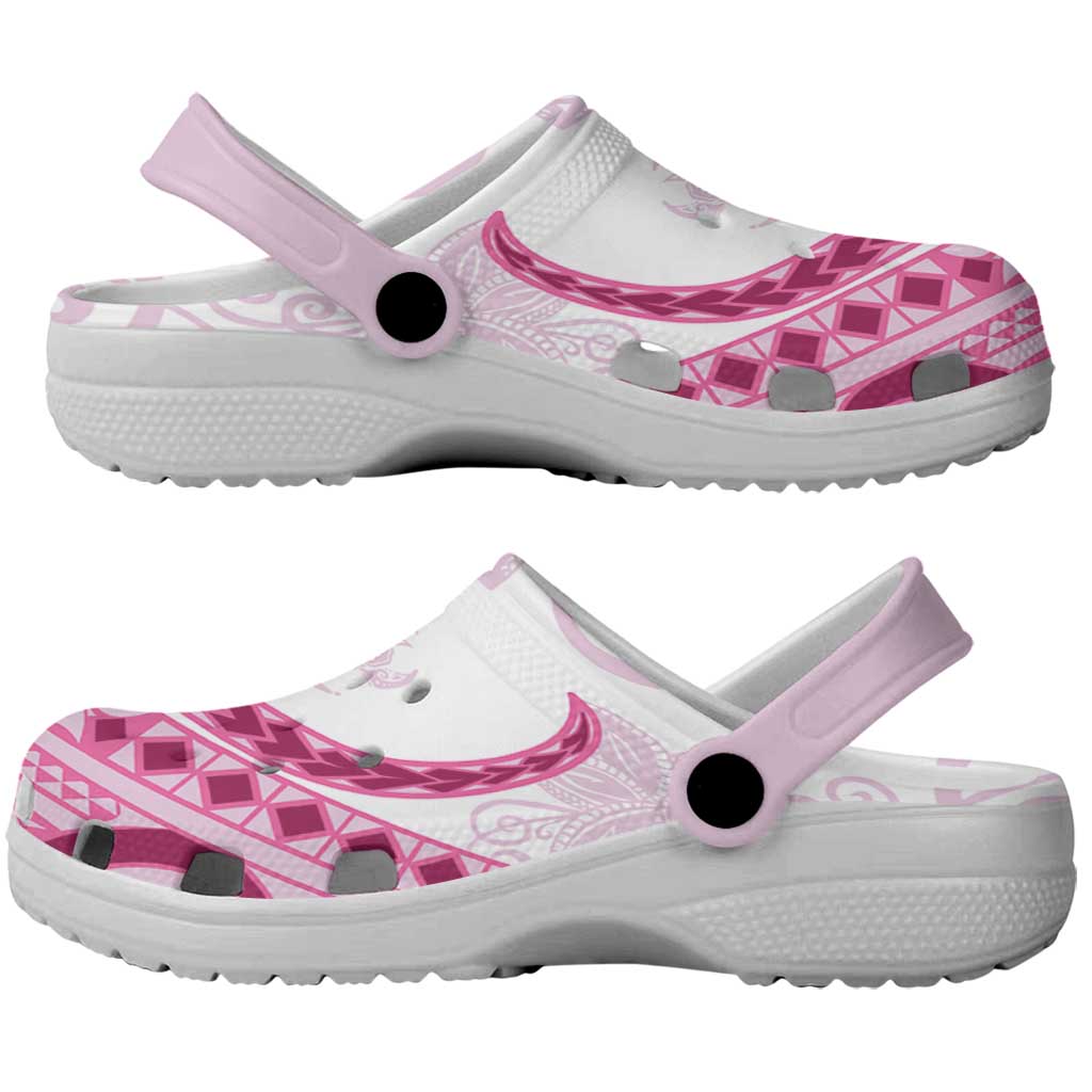 Rose Pink Polynesian Tribal Turtle Floral Pattern Clogs Shoes - Polynesian Pride
