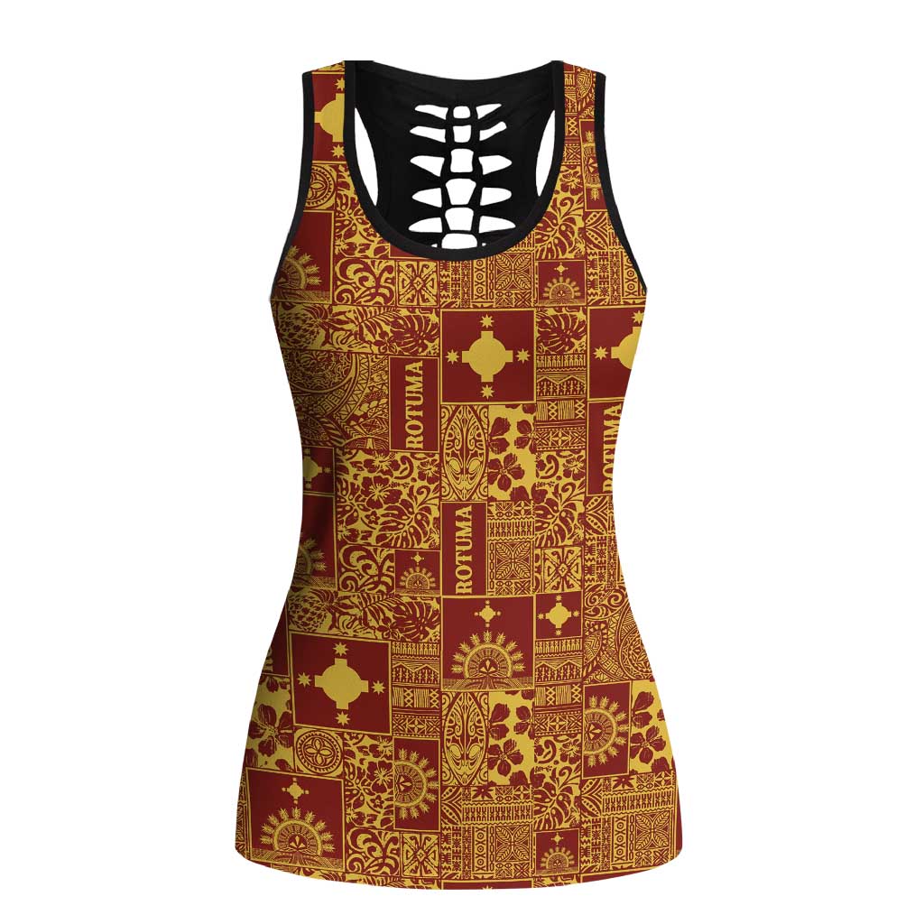 Rotuma Faiakse'ea 'e Kirisimasi Hollow Tank Top Pacific Patchwork Xmas Vibes - Polynesian Pride