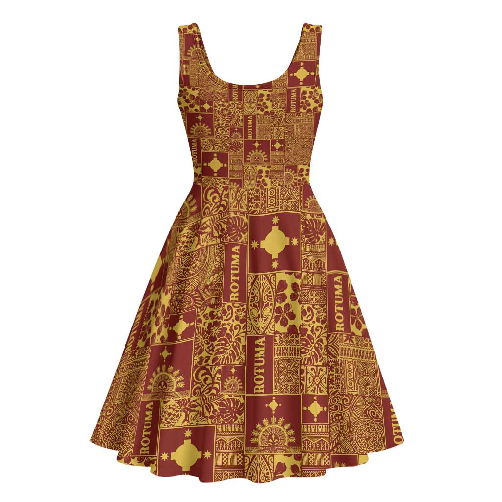 Rotuma Faiakse'ea 'e Kirisimasi Midi Dress Pacific Patchwork Xmas Vibes - Polynesian Pride