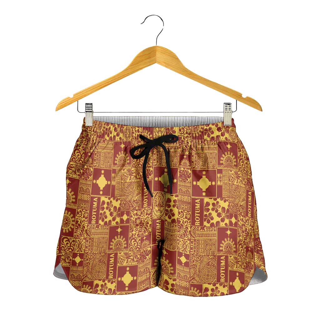 Rotuma Faiakse'ea 'e Kirisimasi Shorts for Women Pacific Patchwork Xmas Vibes - Polynesian Pride