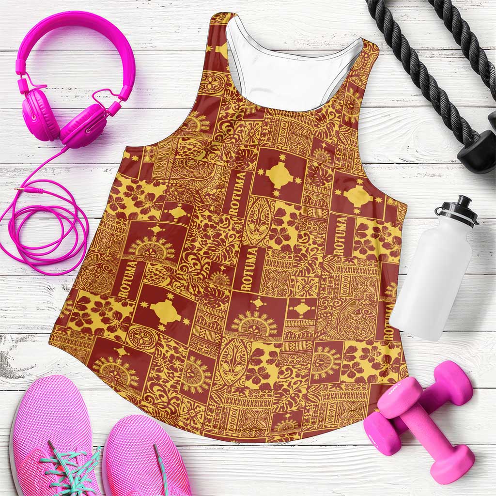 Rotuma Faiakse'ea 'e Kirisimasi Women Racerback Tank Pacific Patchwork Xmas Vibes - Polynesian Pride