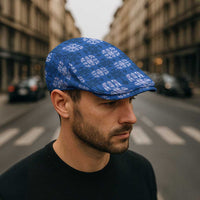 Royal Blue Hawaiian Quilt Jeff Hat Hawaii Pineapple Monstera Palaka Motifs - Polynesian Pride