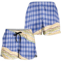 Royal Blue Palaka Hawaii Leis Elegant Vibes Shorts for Women
