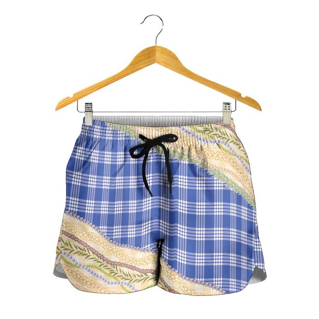 Royal Blue Palaka Hawaii Leis Elegant Vibes Shorts for Women