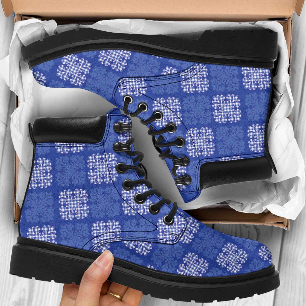 Royal Blue Palaka Quilt Hawaii All Season Boots Traditional Hawaii-plaid Pattern - Polynesian Pride