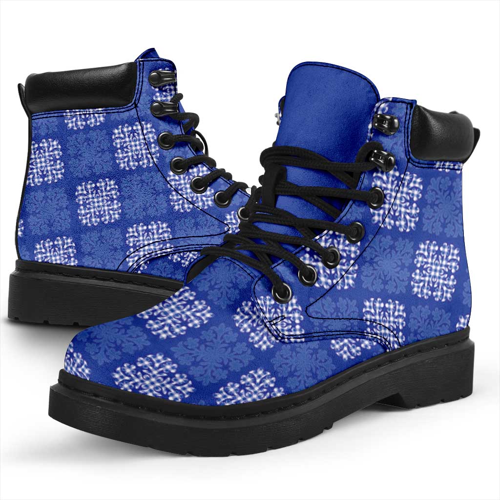 Royal Blue Palaka Quilt Hawaii All Season Boots Traditional Hawaii-plaid Pattern - Polynesian Pride