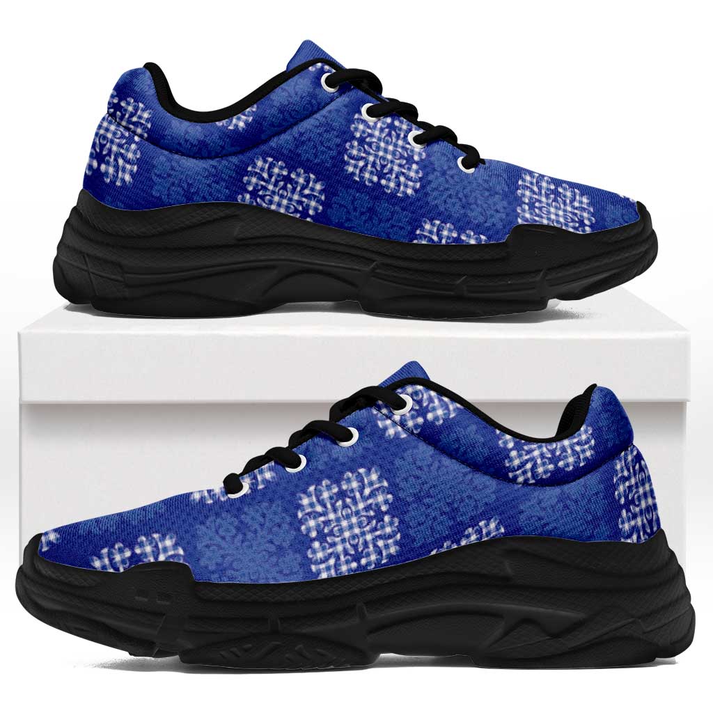 Royal Blue Palaka Quilt Hawaii Chunky Sneakers Traditional Hawaii-plaid Pattern LT14 Royal Blue - Polynesian Pride