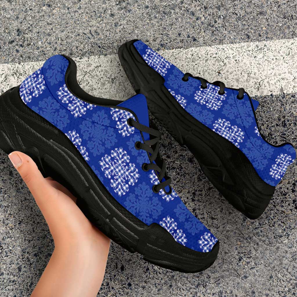 Royal Blue Palaka Quilt Hawaii Chunky Sneakers Traditional Hawaii-plaid Pattern LT14 - Polynesian Pride
